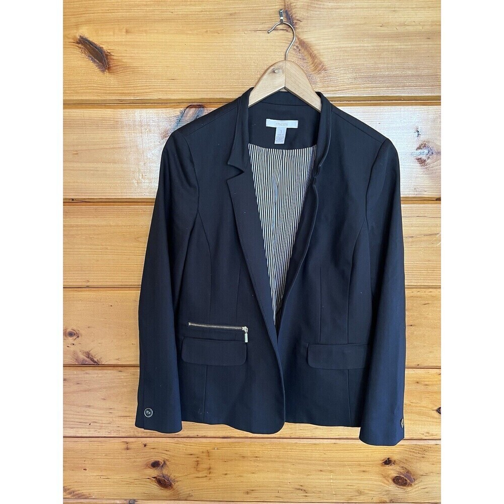 Chico’s Black School Boy Button Blazer Women's Size 1 /medium